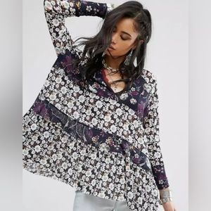 Free People Isabelle Floral Hi Lo Oversized Tunic
